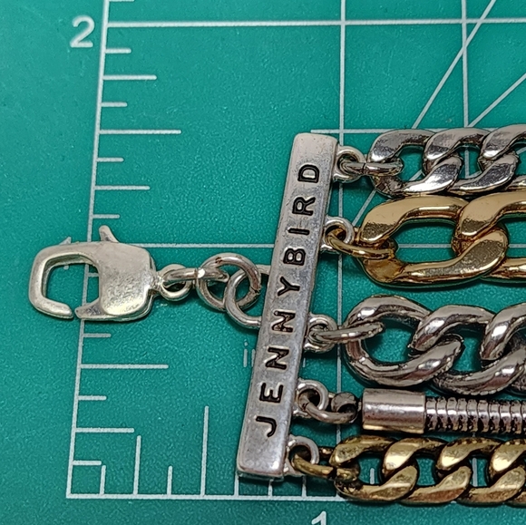 Jenny Bird Silver and Gold Chain Wide Bracelet - Picture 9 of 14